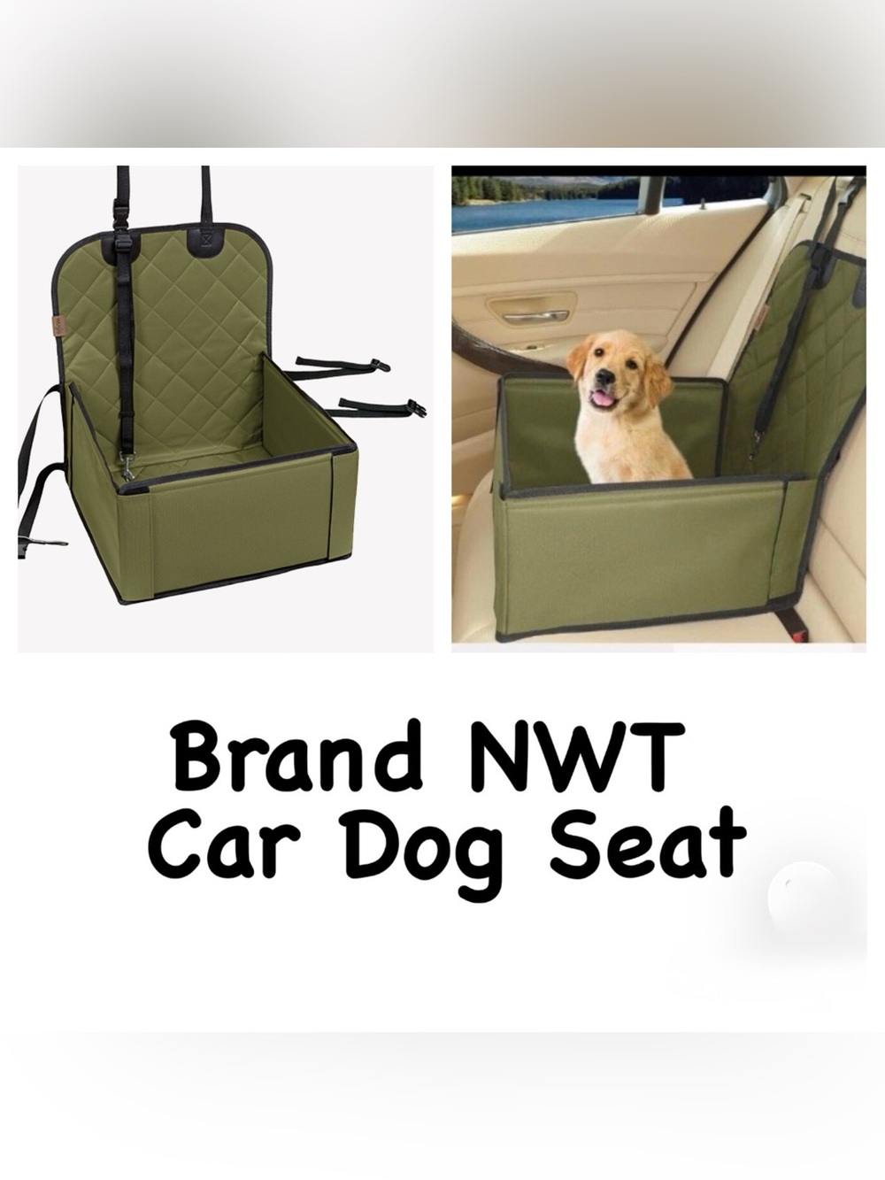 Sturdy Compact Dog Car Seat - 3 straps - eliminate interior dog hair & scratches